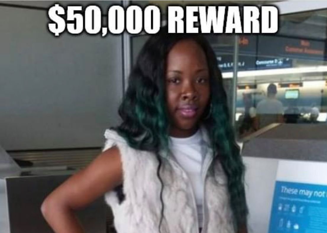 $50,000 Reward for information that leads to finding Chavelle Dillon-Burgess