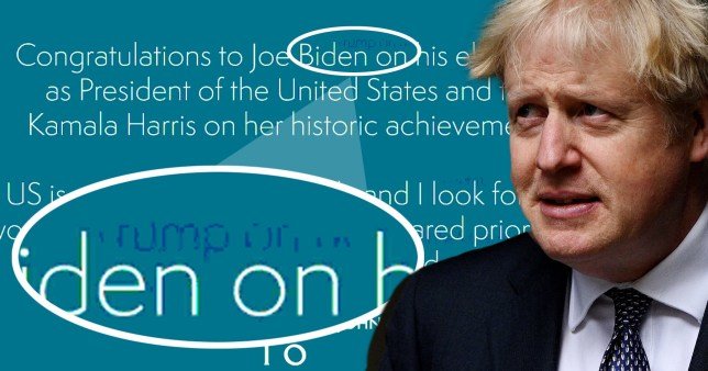 Boris Johnson's congratulatory tweet to Biden included hidden message for Trump