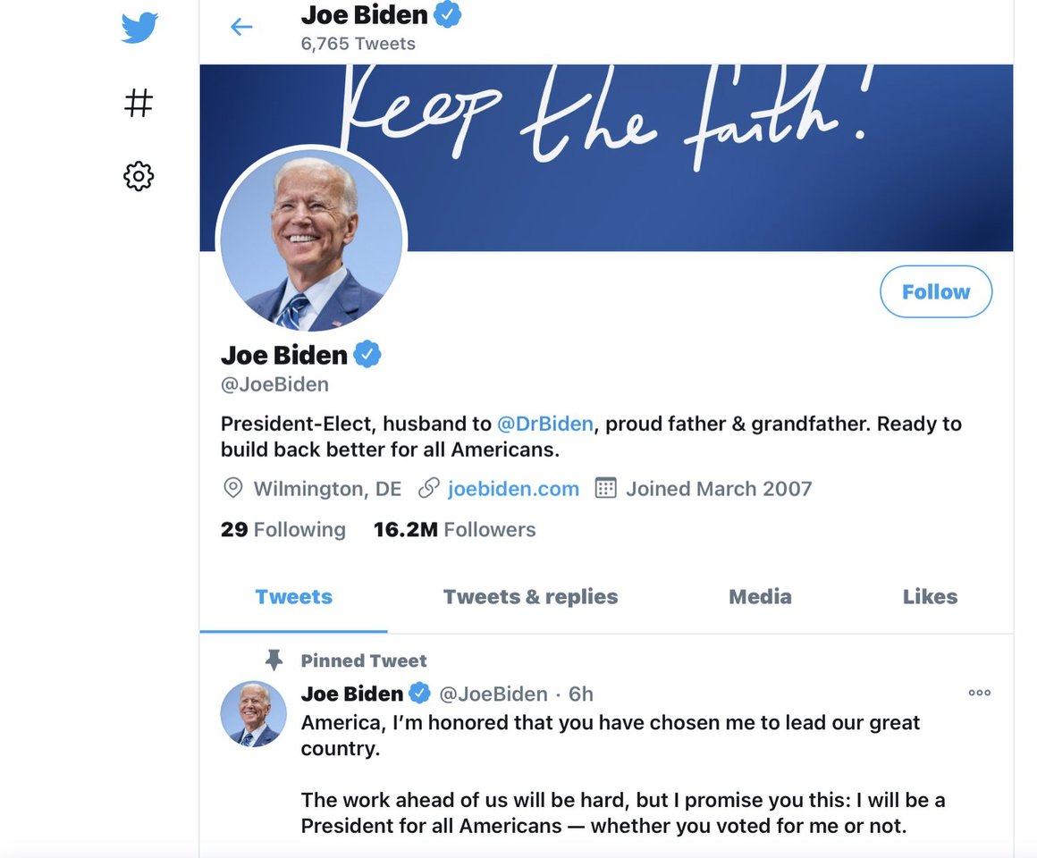 Joe Biden has already updated his Twitter profile