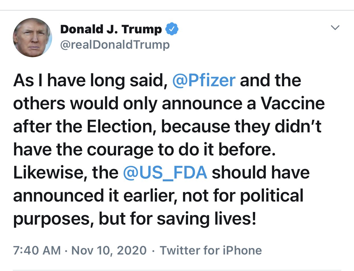Trump blame Pfizer to delay the vaccine announcement for political purposes