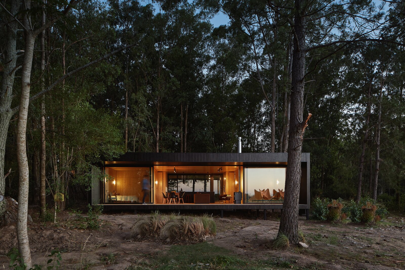 This Black Prefab Cabin in Uruguay “Melts” Into the Woods