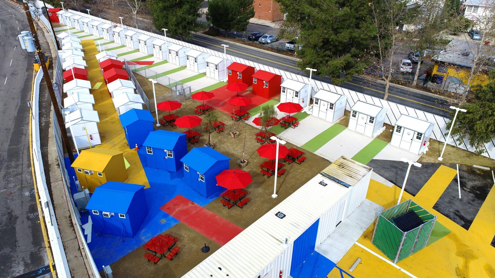 L.A. Is Taking On Homelessness With a New, Brightly Colored Tiny Home Village