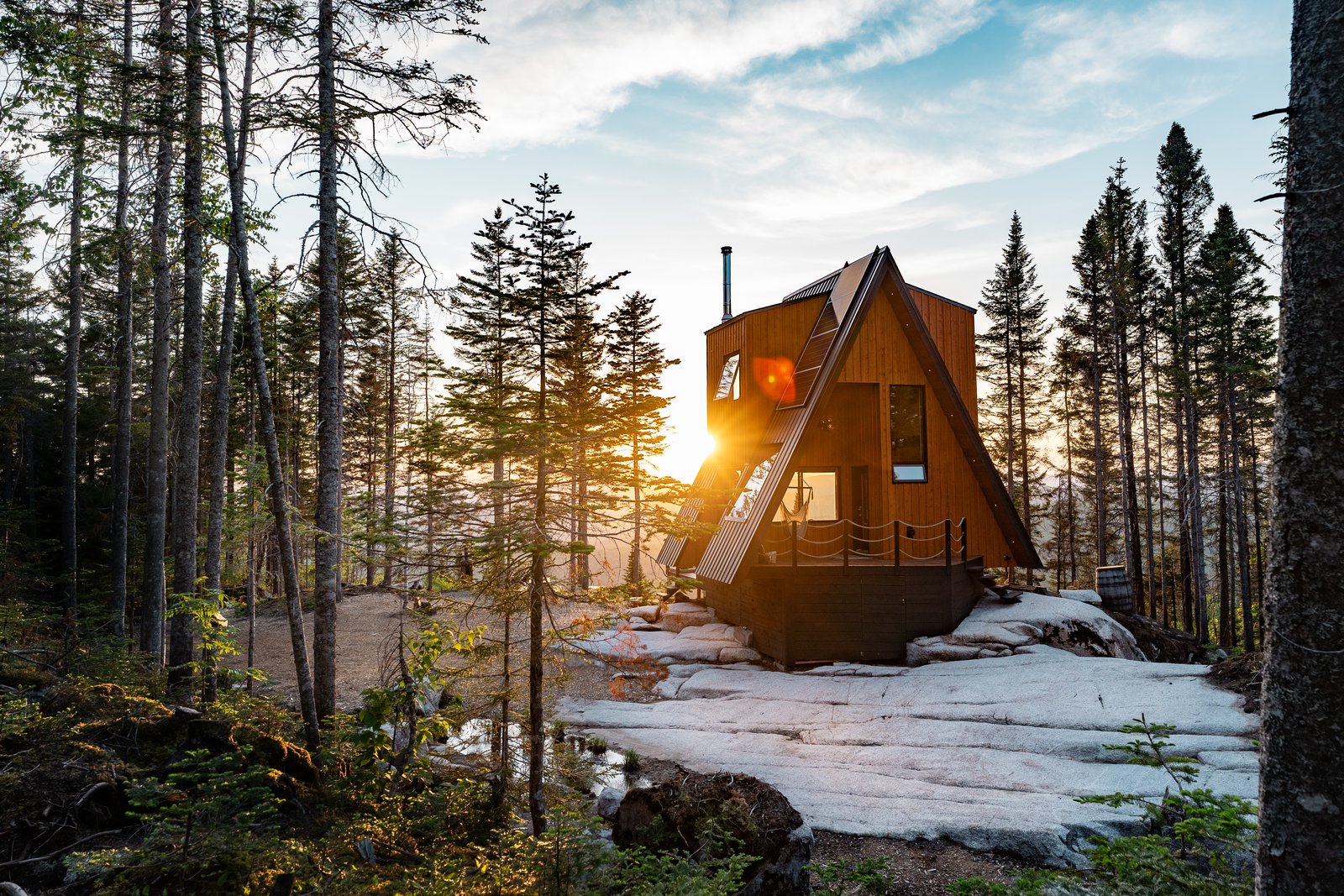 An Adventurous Couple Build an A-Frame Cabin in the Mountains of Quebec