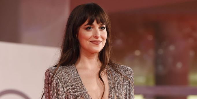 Dakota Johson Stuns in a Sheer, Bejeweled Gucci Gown at the Venice Film Festival