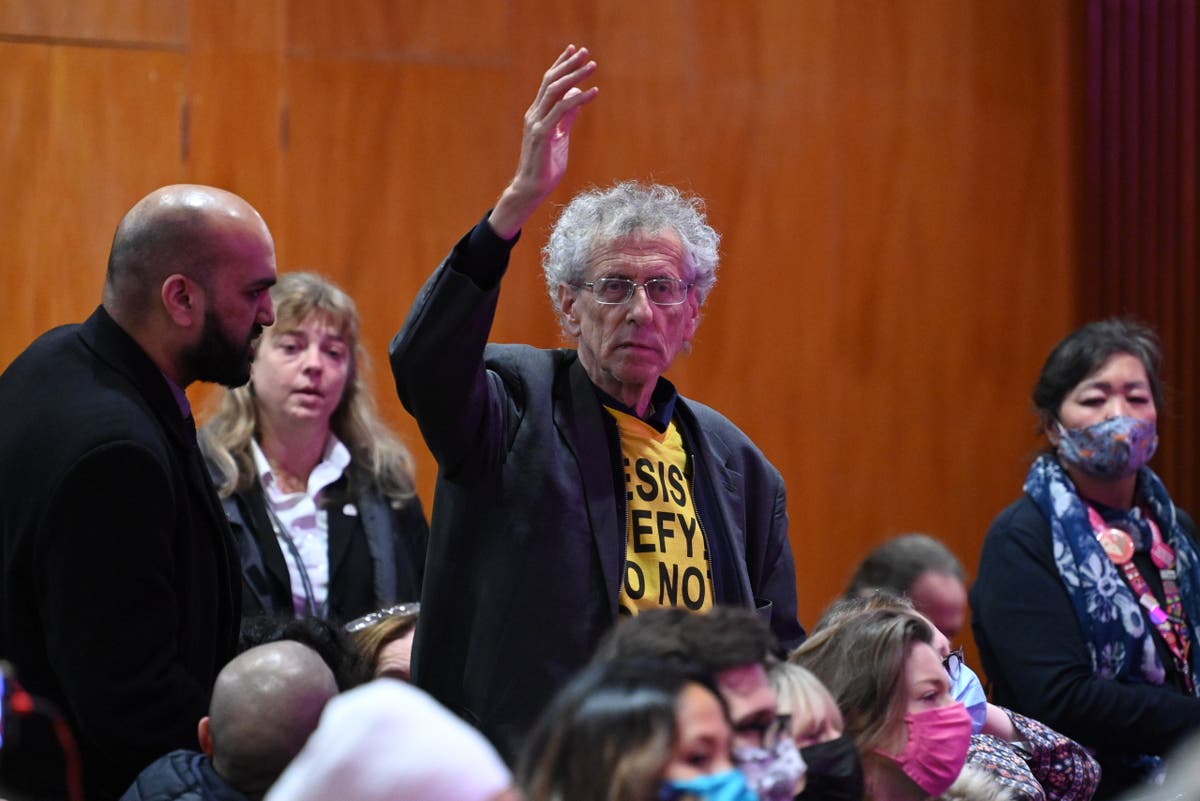 Morgan at a People’s Question Time in November, during which anti-vax protesters caused a ruckus